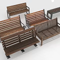 Various Styles Wooden Outdoor Benches with Wooden Slats and Metal Frames for Outdoor Spaces