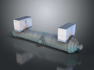 Metal Cylindrical Rod With Square White Blocks As Industrial Mechanical Part 3d model