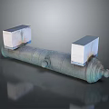 Metal Cylindrical Rod With Square White Blocks As Industrial Mechanical Part
