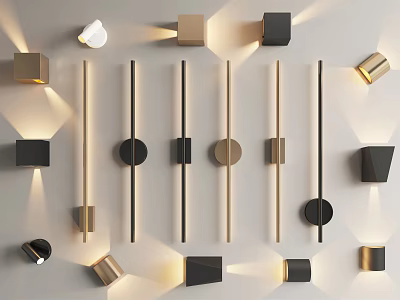 Modern Wall Lamps With Geometric Shapes And Metal Finish For Home Decor 3d model
