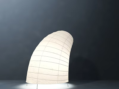 White Curved Striped Table Lamp Featuring Modern Minimalist Design And Dark Background 3d model