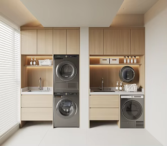 Modern balcony washing machine cabinet 3d model