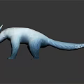 Crouching White Mythical Creature With Blue Antlers Ears And Snowflake Tail