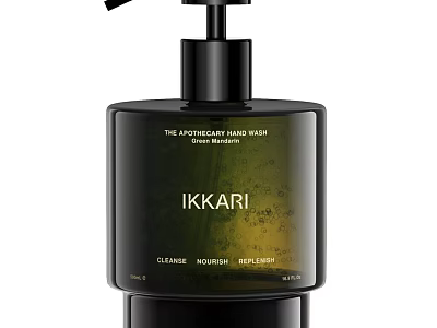 Modern Minimalist Bathroom Accessories IKKARI Black Hand Wash Bottle Cleanse Nourish Refresh 3d model