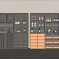 Modern Wine Cabinet With Multiple Compartments Wine Bottles Storage And Glasses 3d model