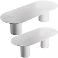 Modern Black and White Dining Tables with Oval Tabletop and Cylindrical Legs