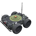 Military Robot Vehicle With Four Wheels Camouflage Design Circular Top And Antenna