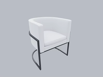 Modern Single Chair Design With White Upholstery And Black Metal Frame 3d model