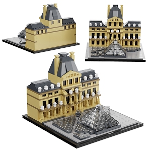 Modern Lego French Louvre Lego ornaments 3d model