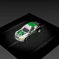 White And Green BMW Race Car With Sponsor Logos On Track