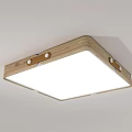 Modern Wooden Frame Ceiling Light With Rectangular And Round Shapes And White Illumination 3d model