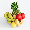 Fruit Vegetables Banana Apple Pineapple Lemon 3d model