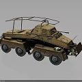 Detailed Military Armored Vehicle Weapon Model With Six Wheels And Roof Structure