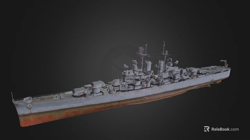 Detailed Military Battleship Featuring Large Deck Cannons And Reinforced Hull Structure 3d model 
