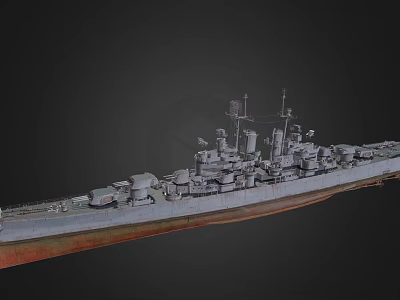 Detailed Military Battleship Featuring Large Deck Cannons And Reinforced Hull Structure 3d model