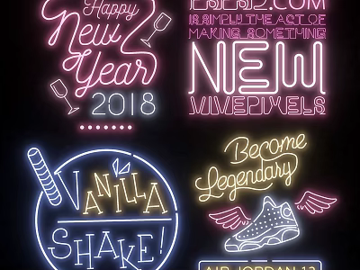 Colorful Neon Decorative Lights With Creative Text And Pattern Designs 3d model