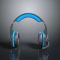 Modern Gray And Blue Computer Headphones With Microphone Gaming Design 3d model