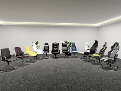 Modern Office Chairs In Various Styles And Multiple Colors For Showroom 3d model