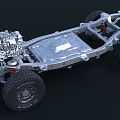 Automotive Chassis Structure Featuring Battery Pack Suspension And Off Road Tires