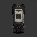 Vintage Military Vehicle with Weathered White and Dark Body Red Wheels Front Siren Light