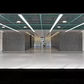 Modern Minimalist Lobby Reception Area With Geometric Walls Lighting Strips And Open Space