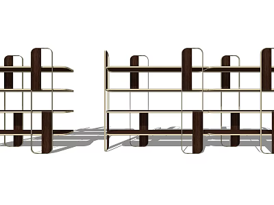 Modern Minimalist Open Multi tier Wooden Metal Frame Bookshelf Storage Rack Living Room Organizer 3d model