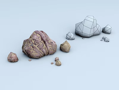 Rustic Natural Stone And Wood Elements With Various Shapes Sizes And Textures 3d model