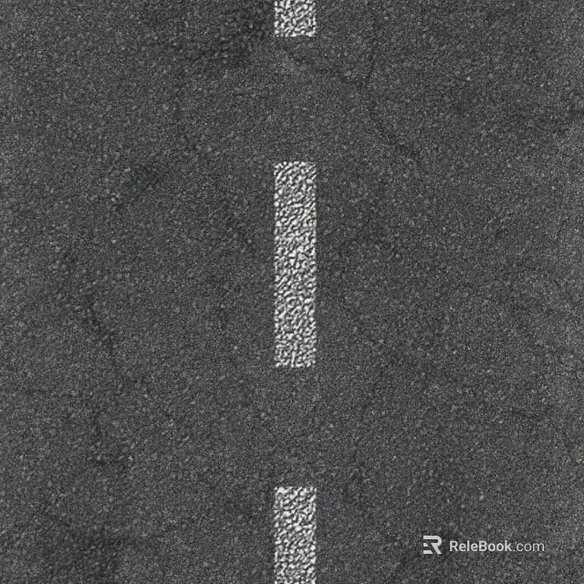 Black Asphalt Road Surface Featuring Clear White Long Striped Markings 3d model 