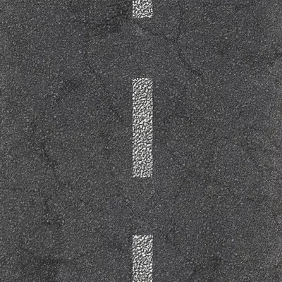 Black Asphalt Road Surface Featuring Clear White Long Striped Markings 3d model
