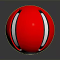 Red And Silver Poké Ball Design With Black Stripe And Blue Button
