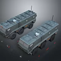 Two Heavy Duty Military Vehicles With Roof Mounted Equipment And Antennas