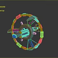 3D Gray Mechanical Circular Structure Featuring Central Component And Detailed Connecting Parts 3d model