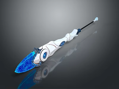 Advanced Futuristic Weapon With White And Blue Design Glowing Blue Blade Sleek Modern Look 3d model