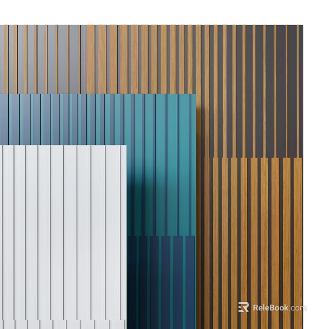 Modern Interior Wall Paneling With Wood Grain And Multiple Color Striped Design 3d model 