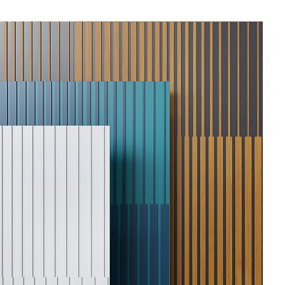 Modern Interior Wall Paneling With Wood Grain And Multiple Color Striped Design 3d model