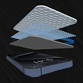 Premium Modern Smartphone Design Showcasing Curved Glass Screen And Blue Light Effect