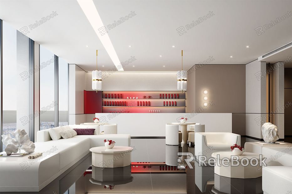 The modern reception room is a total of Zhonghai Weihai Gold Line Ding Sales Center. model