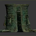 Ancient Bronze Clothing Accessories With Decorative Rings And Green Patina