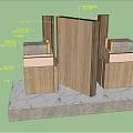 Detailed Wooden Building Components With Tenon Mortise Joints And Marble Base
