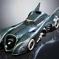 Futuristic Batmobile Style Car With Streamlined Dark Metallic Body And Wing Details