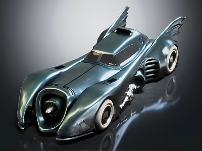 Futuristic Batmobile Style Car With Streamlined Dark Metallic Body And Wing Details 3d model