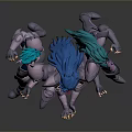 Three Armored Characters With Blue Teal Hair In Dynamic Action Poses