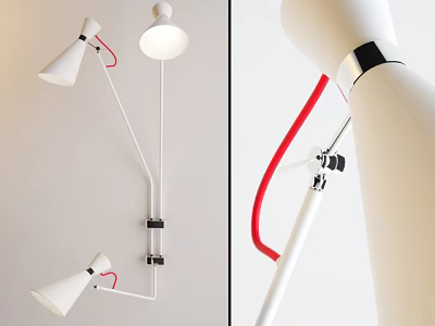Modern Wall Lamp With Adjustable White Arm And Red Accent For Contemporary Interior 3d model