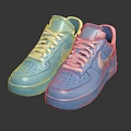 Light Blue Nike Sneakers with White Laces Swoosh Logo Leather Upper and Blue Sole