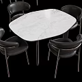 Modern Dining Room Interior With Stylish Marble Table And Black Chairs Set 3d model