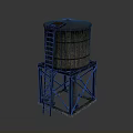 Traditional Round Water Tower Architecture With Metal Support Frame Roof And External Ladder Design