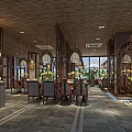 Elegant Restaurant Interior Design With Wooden Decor Pendant Lights And Dining Tables