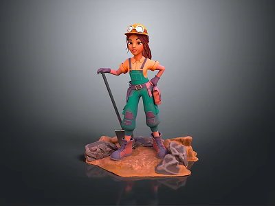 Worker European worker mechanic builder repairman miner digger modern figure 3d model