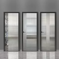 Modern Textured Glass Doors With Dark Frames And Unique Patterns 3d model