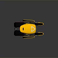Futuristic Yellow Motorcycle With Four Red Rim Wheels And Unique Modern Design